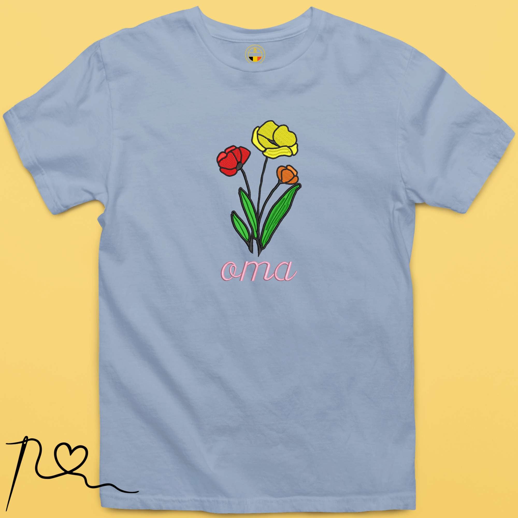Geborduurd T-shirt Bloemen + OMA
